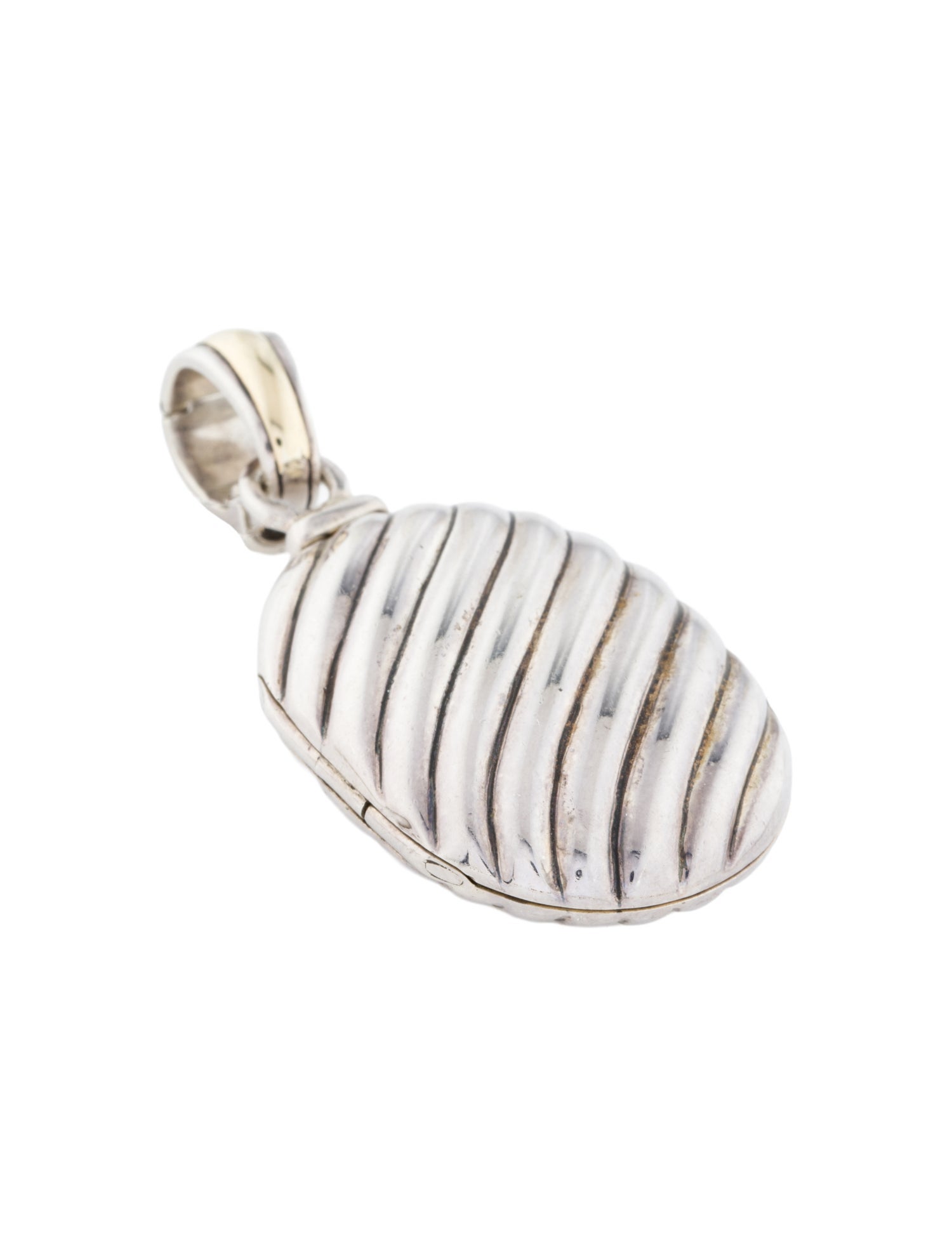 David Yurman Two-Tone Sculpted Cable Oval Locket