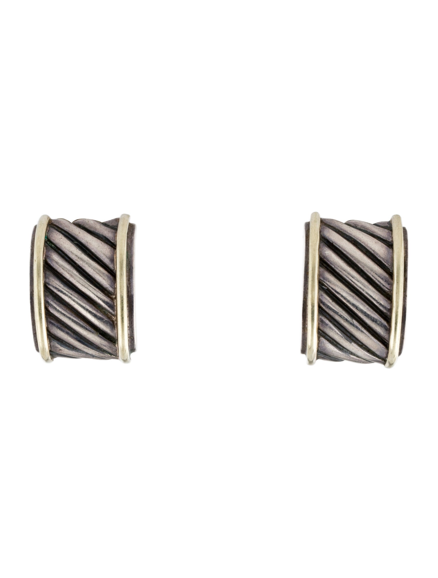 David Yurman Two-Tone Cable Earclip Earrings