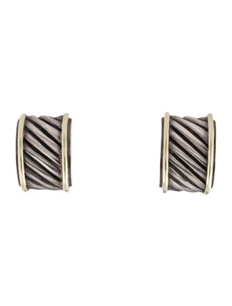 David Yurman Two-Tone Cable Earclip Earrings