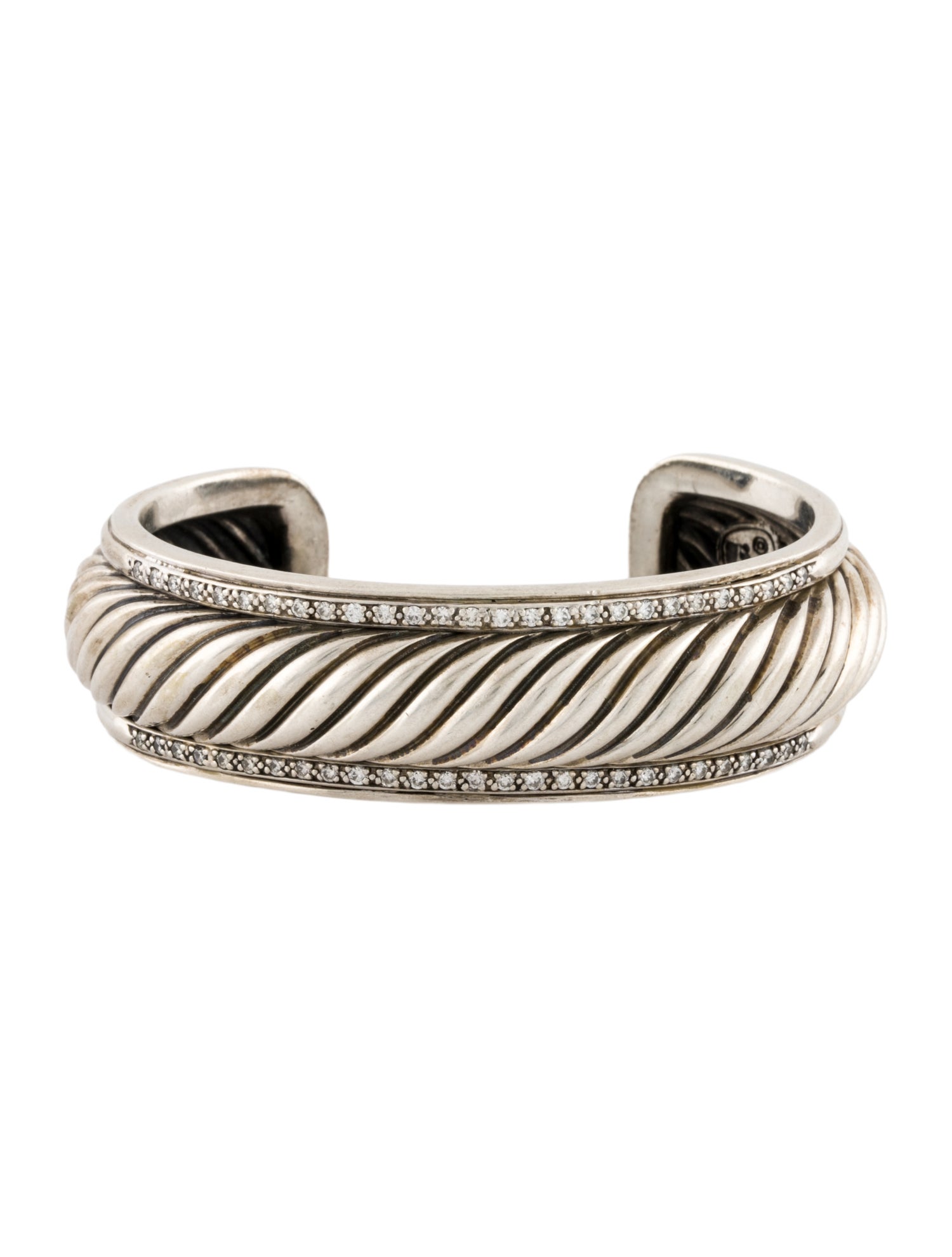 David Yurman Diamond Sculpted Cable Cuff Bracelet