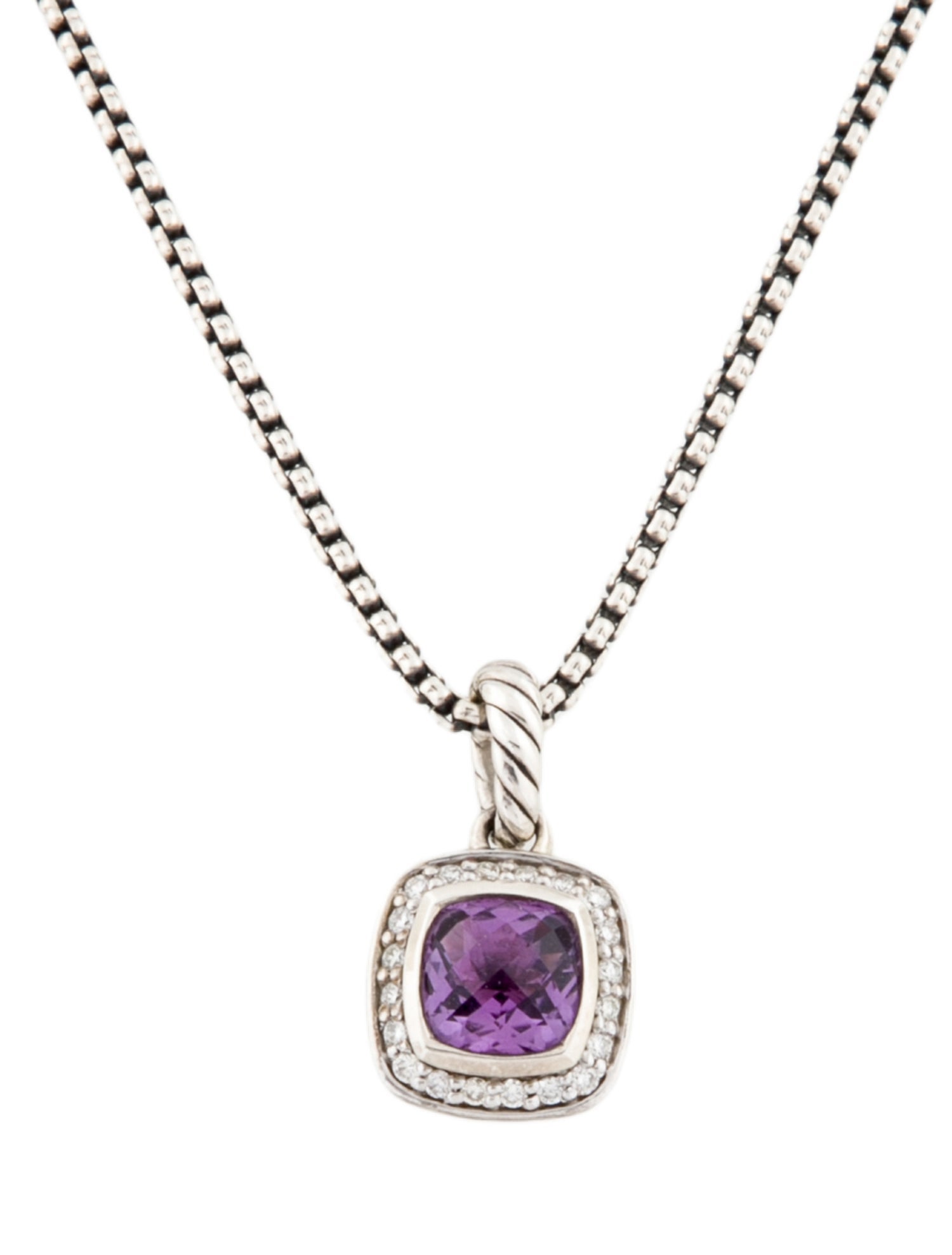 David Yurman Amethyst & Diamond Petite Albion Pendant Necklace