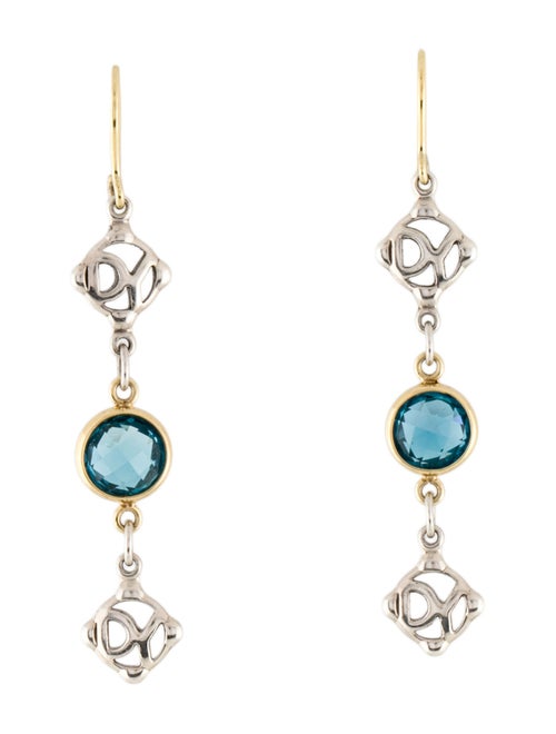 David Yurman Two-Tone Topaz Logo Drop Earrings