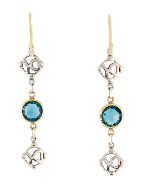 David Yurman Two-Tone Topaz Logo Drop Earrings