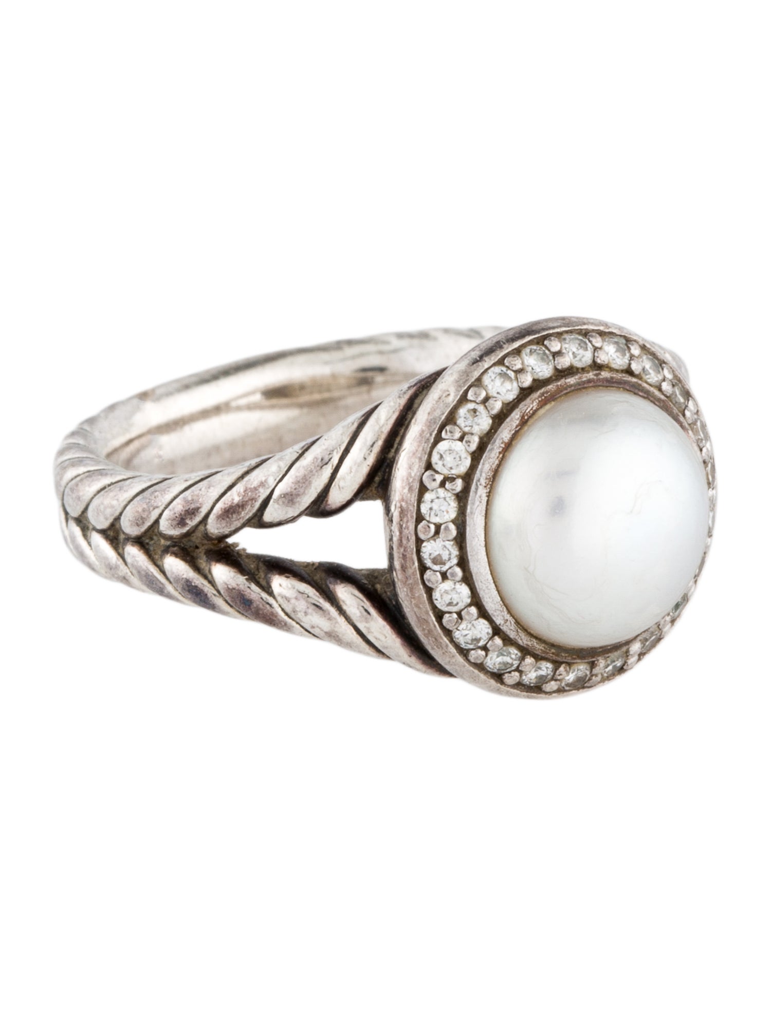 David Yurman Pearl & Diamond Cerise Cocktail Ring