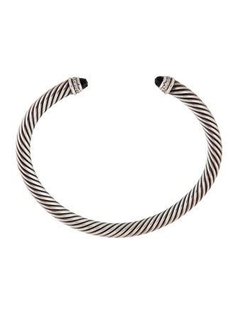 David Yurman Onyx & Diamond Classic Cable Bracelet
