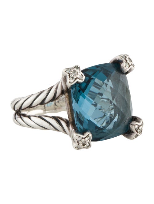 David Yurman Topaz & Diamond Cushion On Point Cocktail Ring