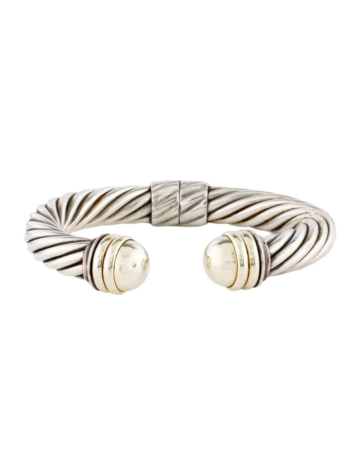 David Yurman Two-Tone Dome Cable Classic Hinged Cuff