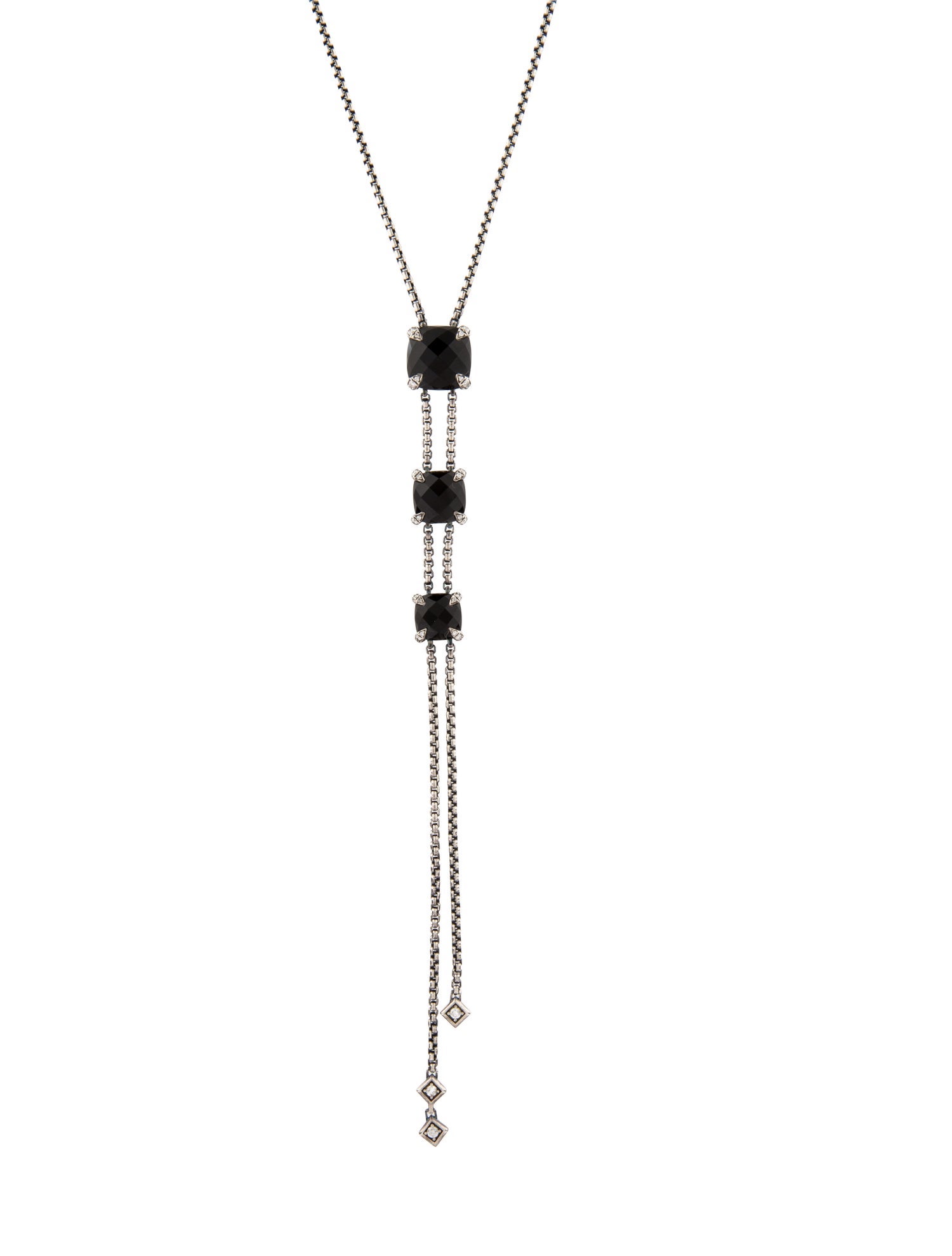 David Yurman Onyx & Diamond Châtelaine® Y Necklace
