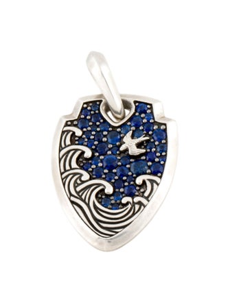 David Yurman Sapphire Wave Shield Pendant