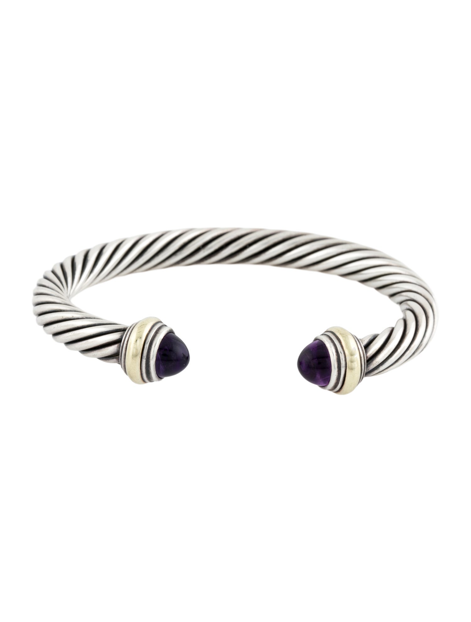 David Yurman Two-Tone Amethyst Classic Cable Bracelet