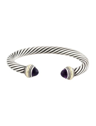 David Yurman Two-Tone Amethyst Classic Cable Bracelet