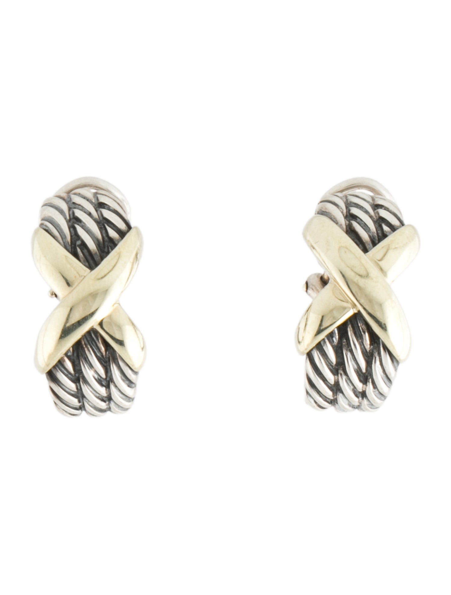 David Yurman Vintage Two-Tone Cable X Earclips