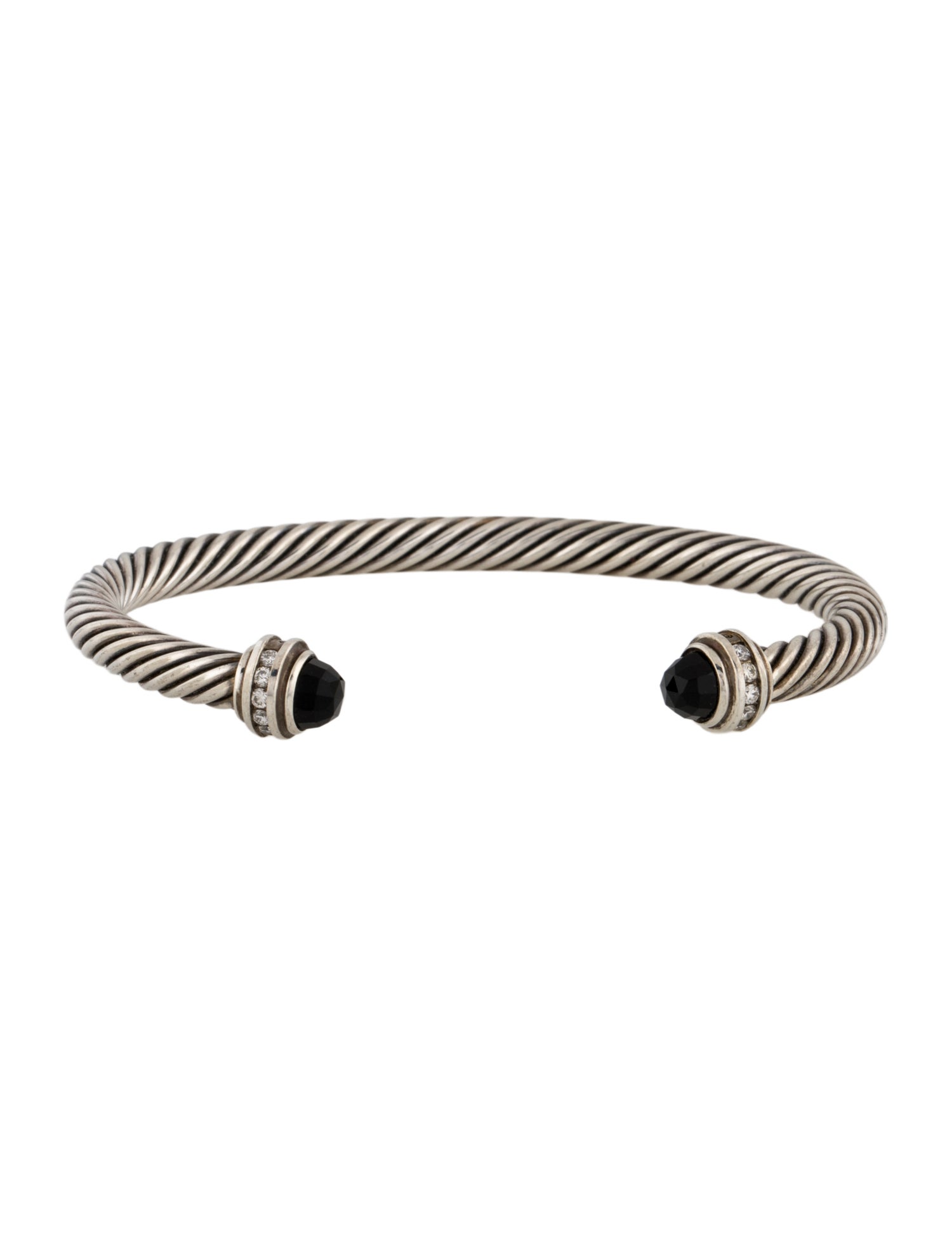 David Yurman Onyx & Diamond Classic Cable Bracelet