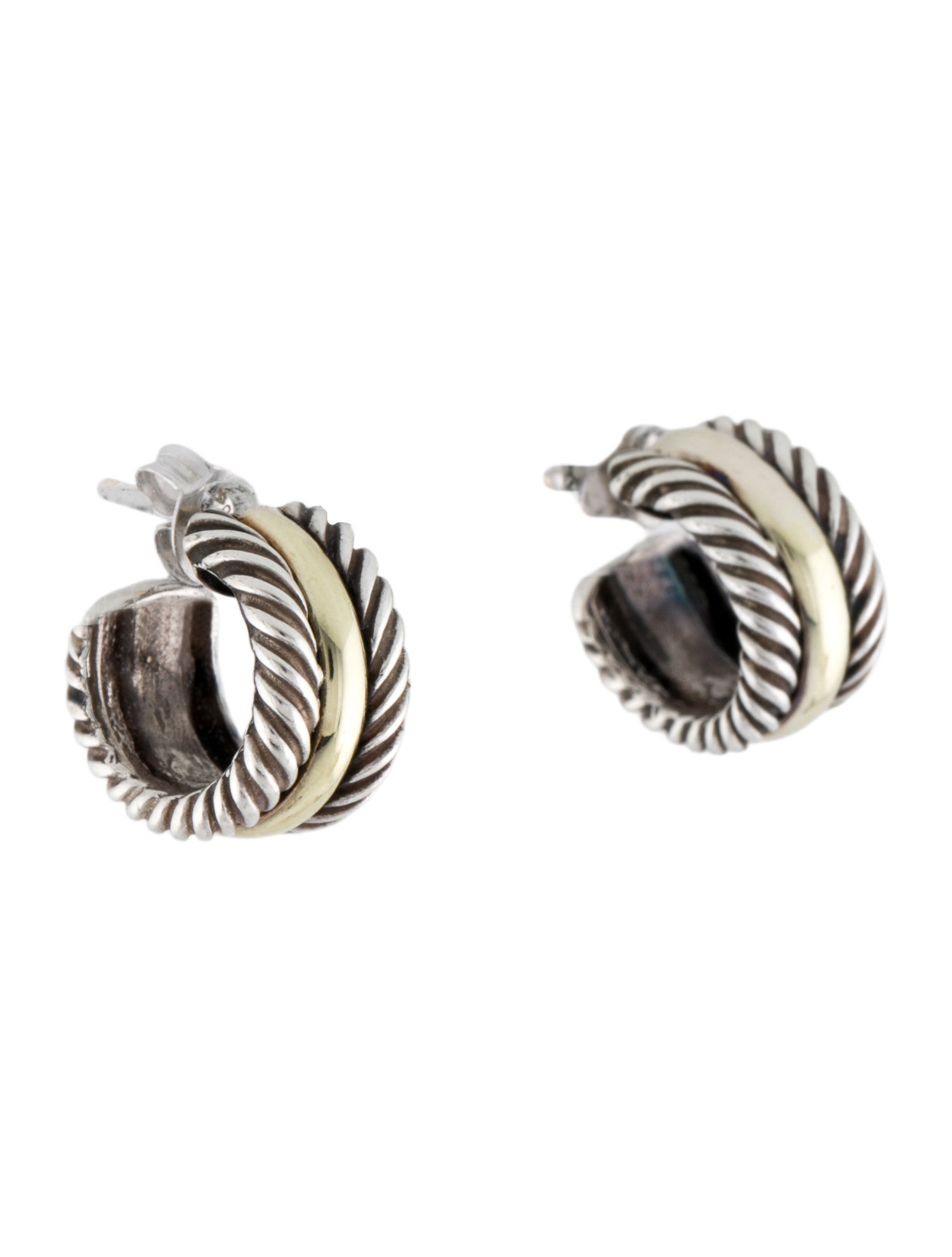 David Yurman Two-Tone Huggie Hoop Earrings