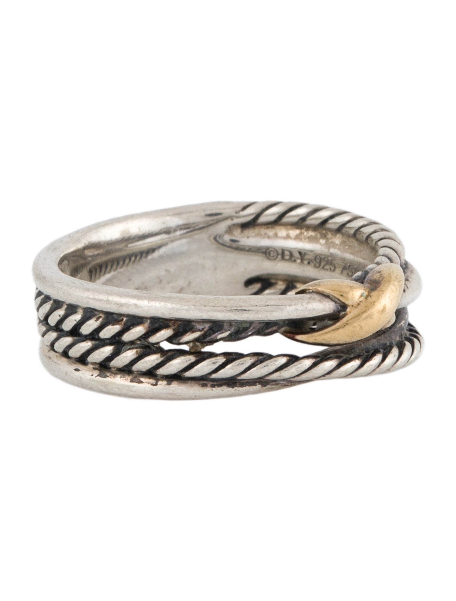 David Yurman Two-Tone 'X' Crossover Band Ring