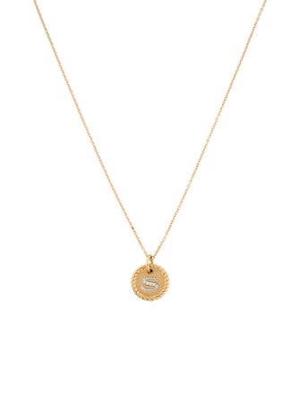 David Yurman 14K Diamond 'S' Initial Pendant Necklace