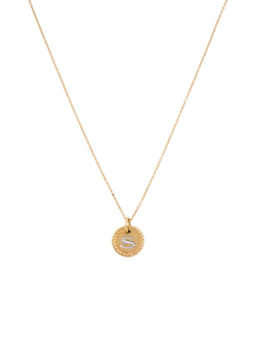 David Yurman 14K Diamond 'S' Initial Pendant Necklace