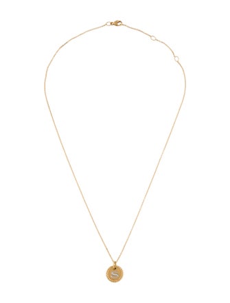 David Yurman 14K Diamond 'S' Initial Pendant Necklace
