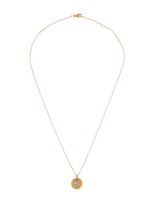 David Yurman 14K Diamond 'S' Initial Pendant Necklace