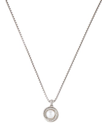David Yurman Pearl & Diamond Pendant Necklace