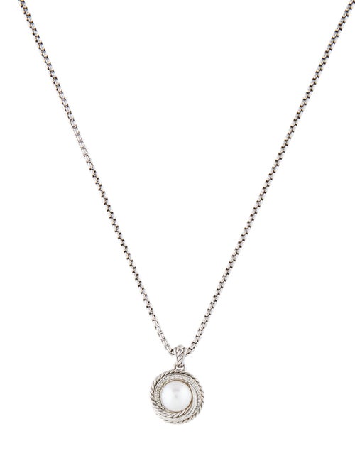 David Yurman Pearl & Diamond Pendant Necklace