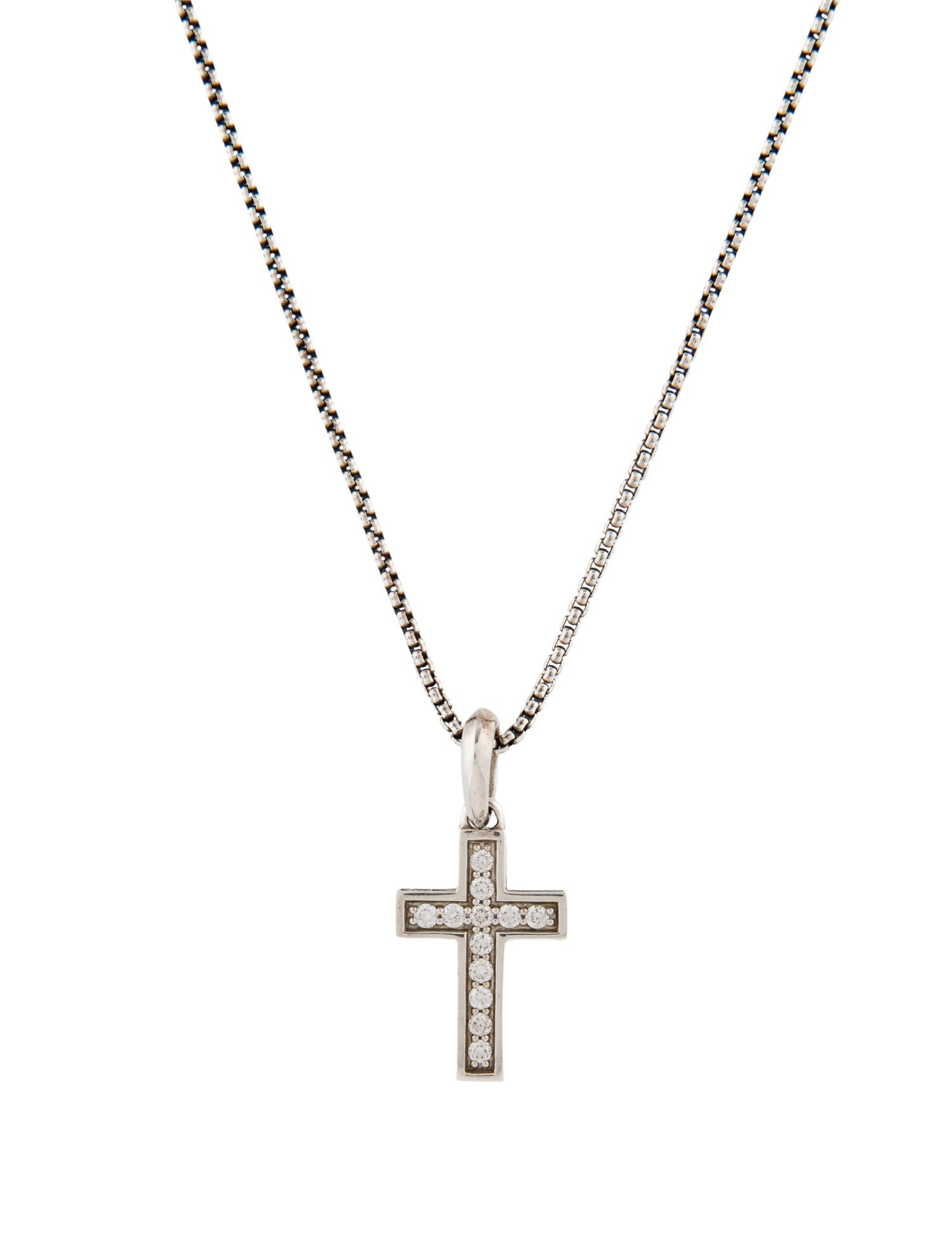 David Yurman Diamond Pavé Cross Pendant Necklace