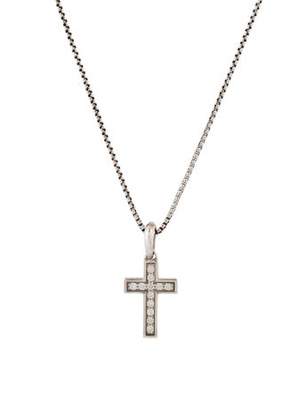 David Yurman Diamond Pavé Cross Pendant Necklace