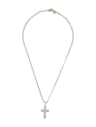David Yurman Diamond Pavé Cross Pendant Necklace