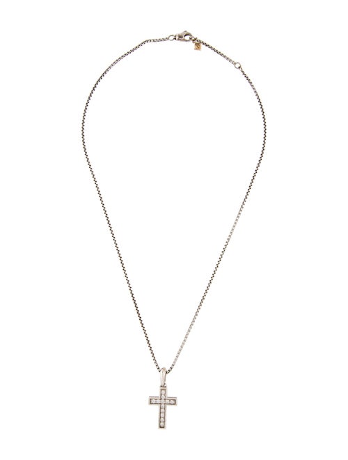 David Yurman Diamond Pavé Cross Pendant Necklace