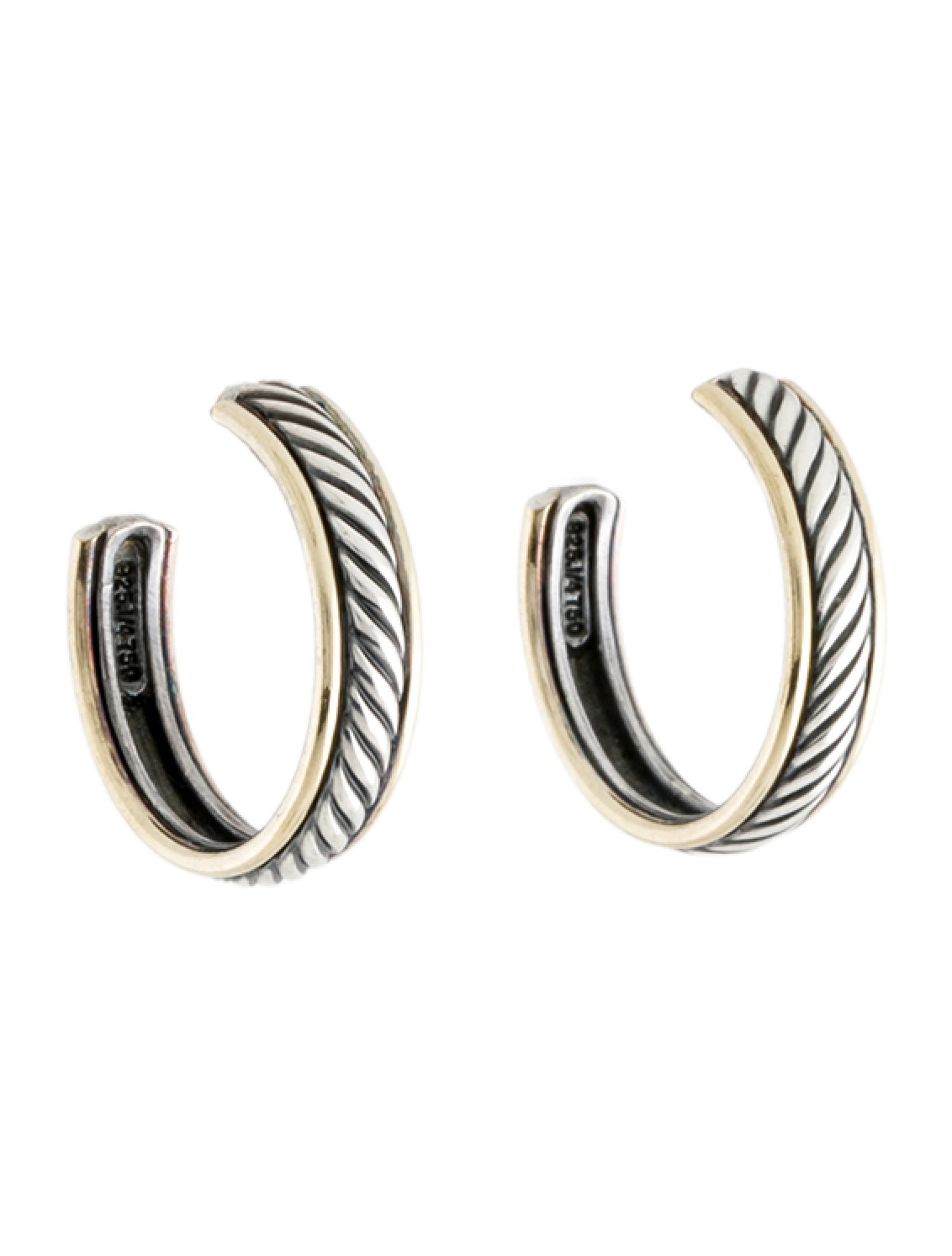 David Yurman Two-Tone Cable Hoop Earrings