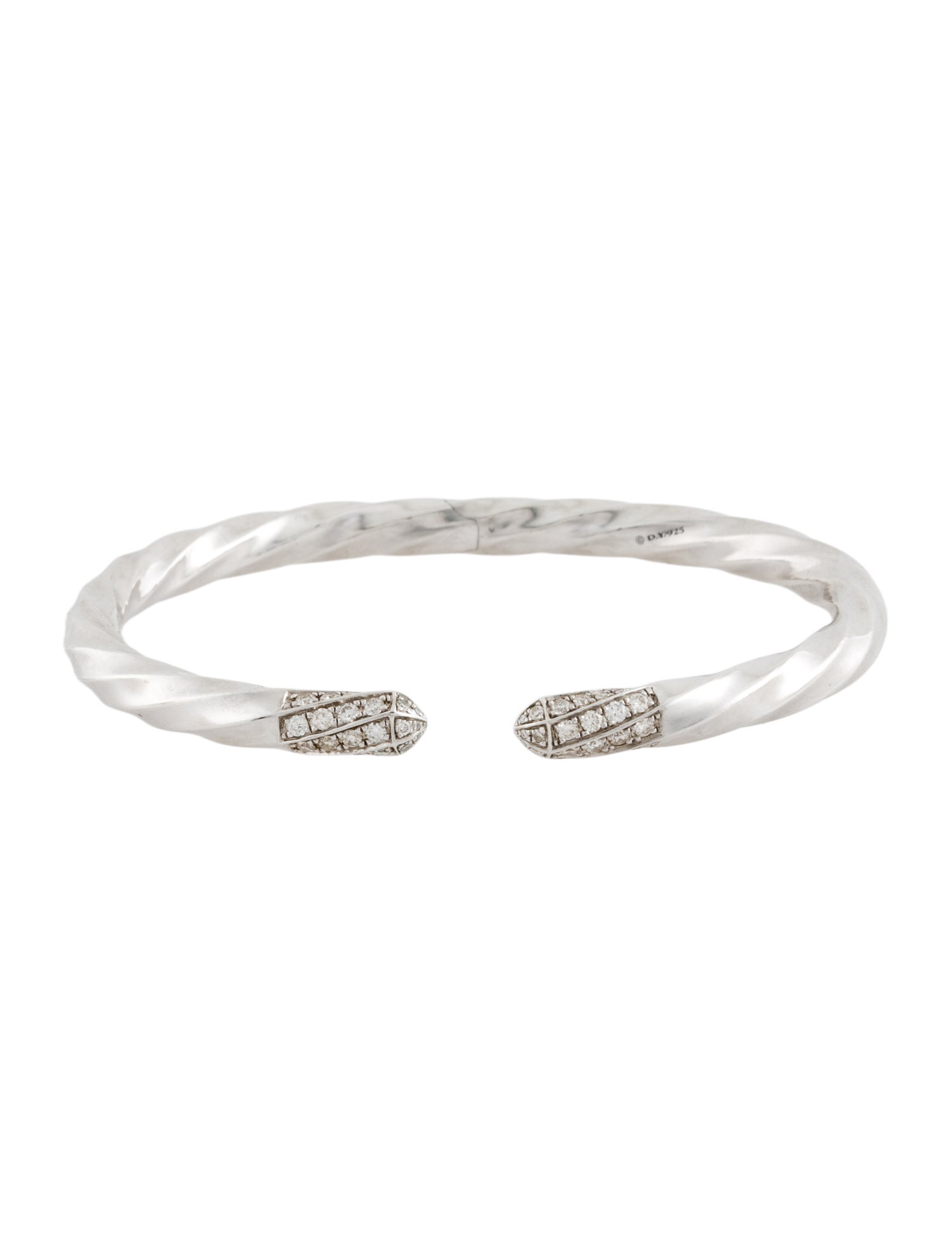 David Yurman Diamond Cable Edge Cuff Bracelet
