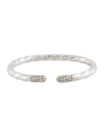 David Yurman Diamond Cable Edge Cuff Bracelet