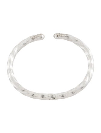 David Yurman Diamond Cable Edge Cuff Bracelet