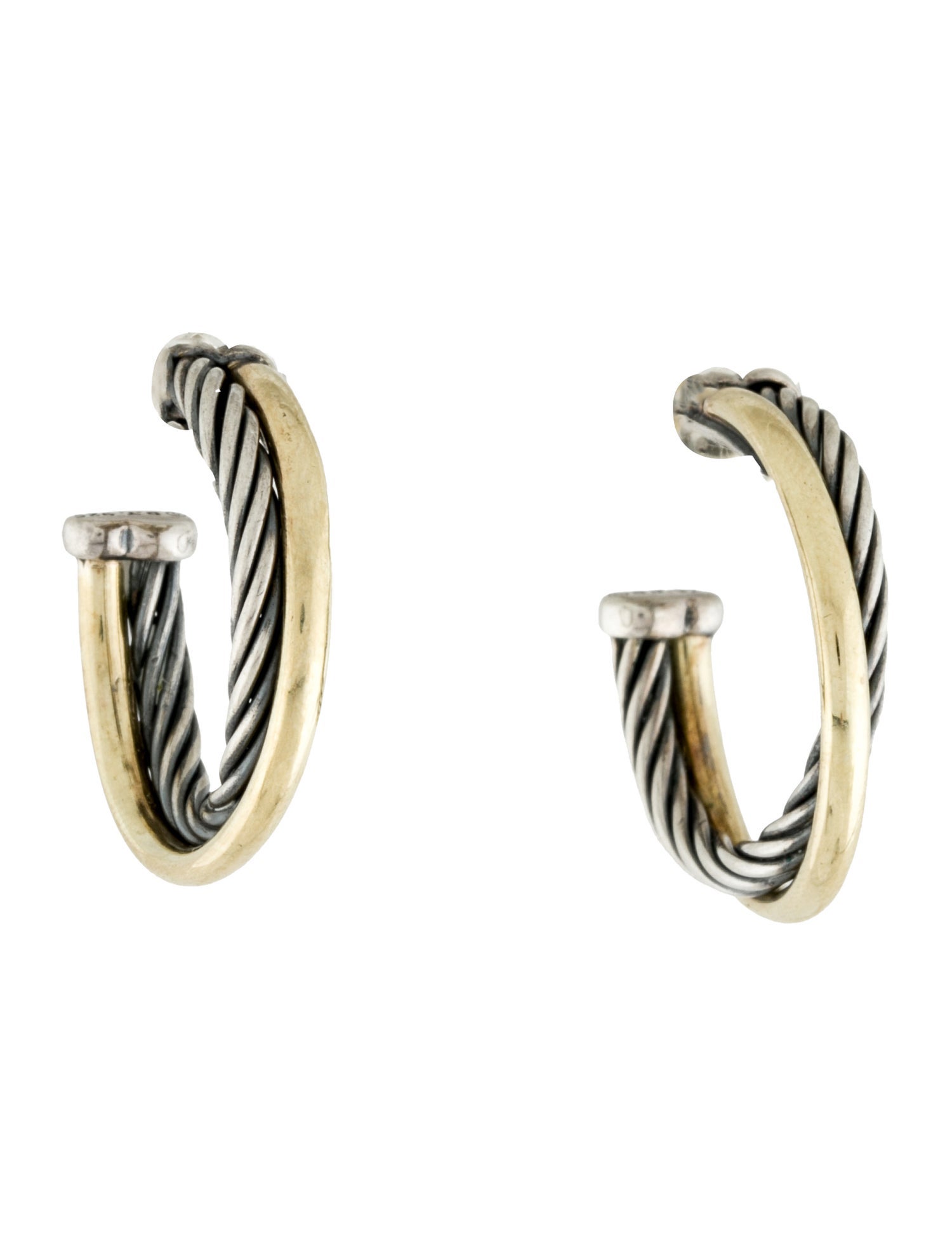 David Yurman Two-Tone Crossover Medium Hoop Earrings