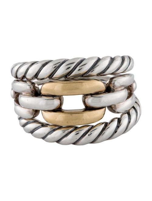 David Yurman Two-Tone Wellesley Link Three-Row Ring