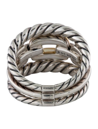 David Yurman Two-Tone Wellesley Link Three-Row Ring