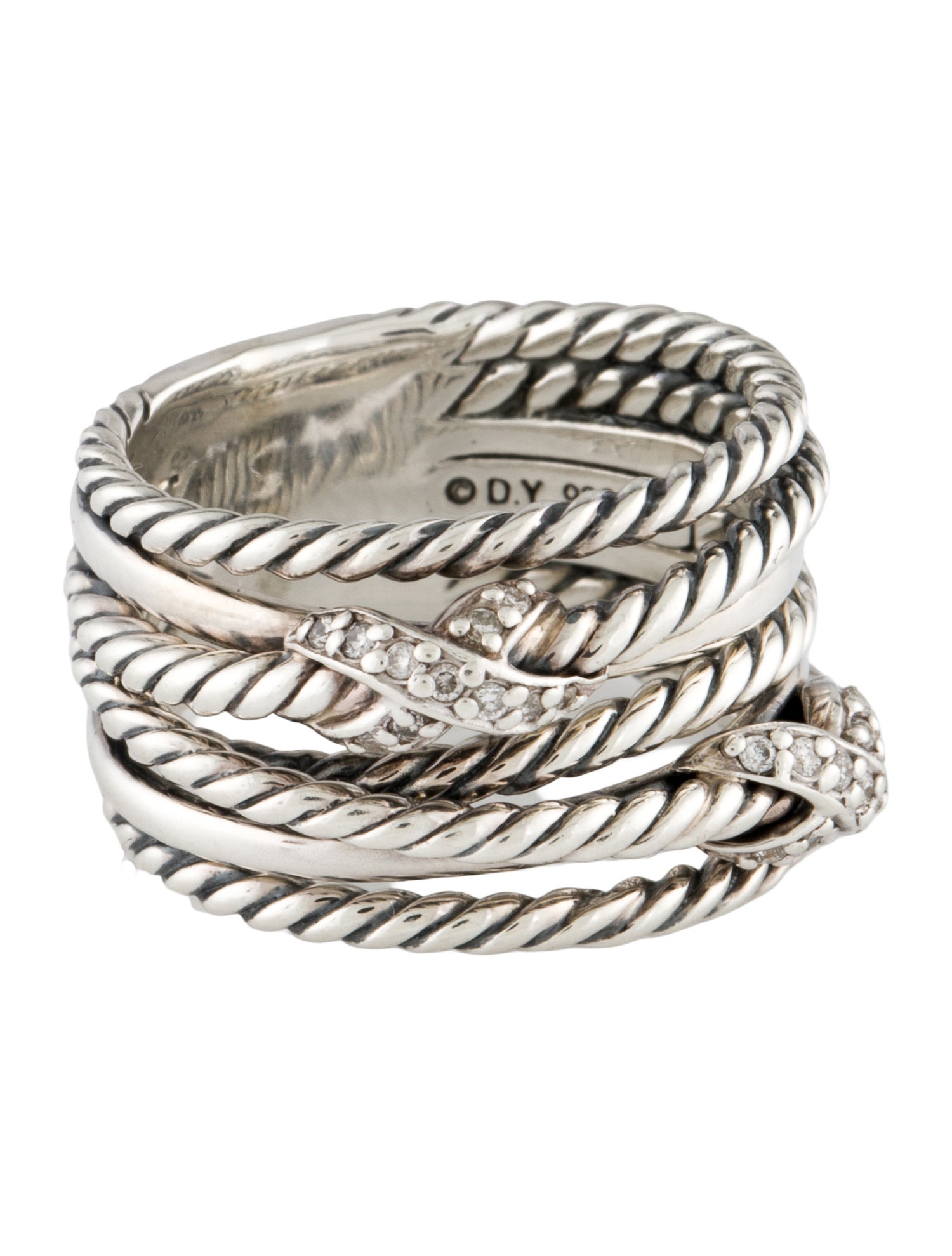 David Yurman Diamond Double X Crossover Ring