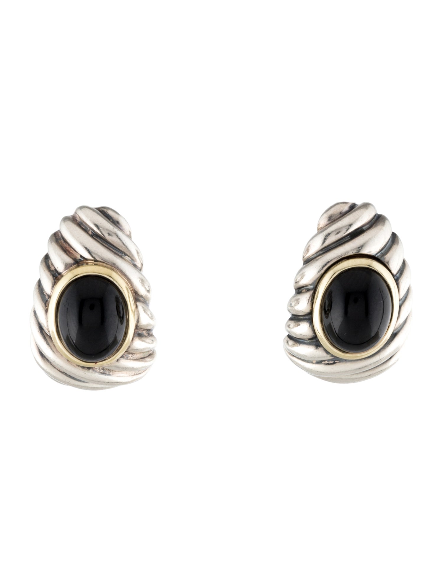 David Yurman Onyx J Huggie Hoop Earrings