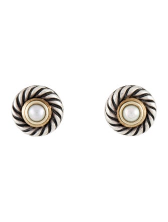 David Yurman Cultured Pearl Cookie Stud Earrings
