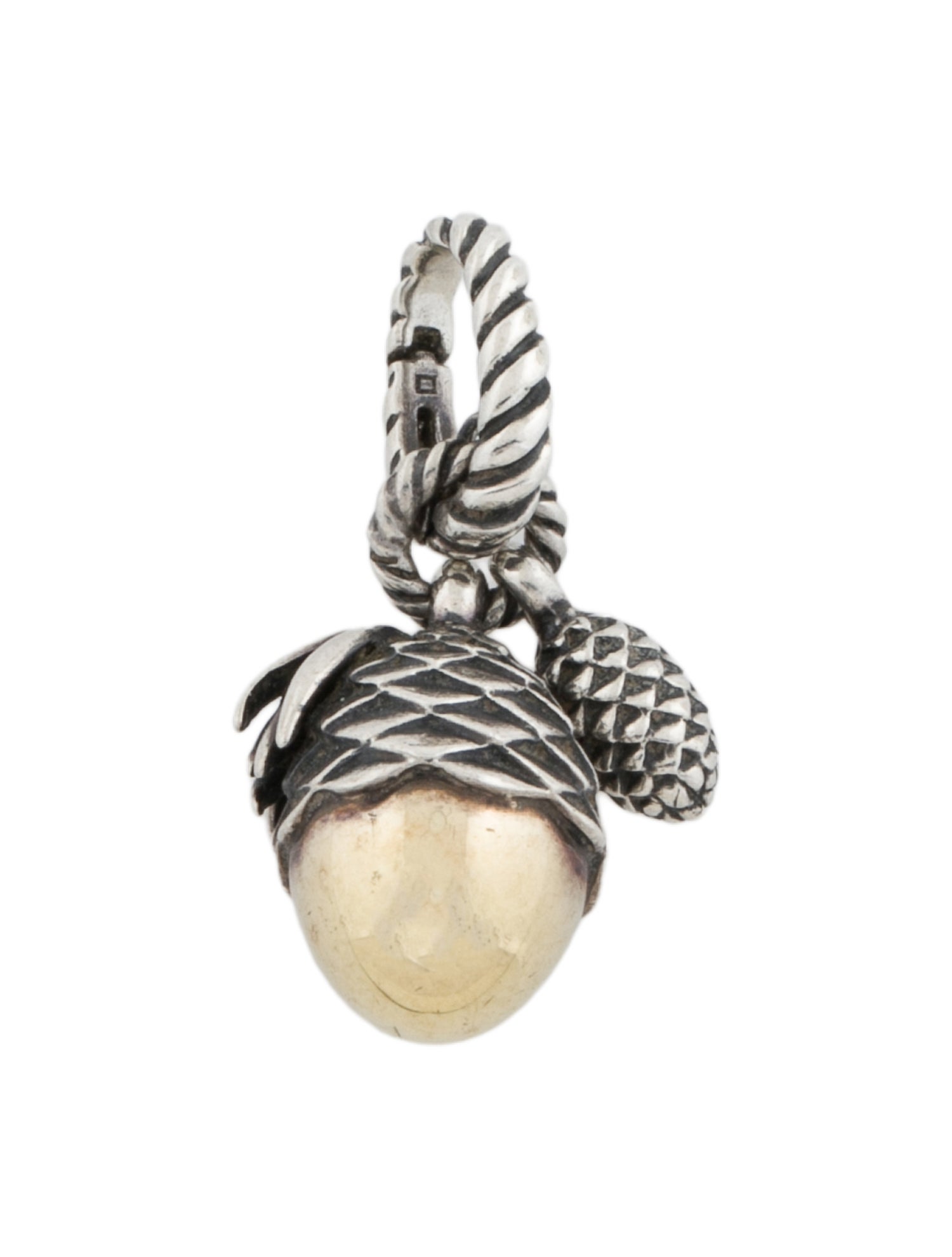David Yurman Two-Tone Cable Collectibles Pine Cone Amulet Pendant