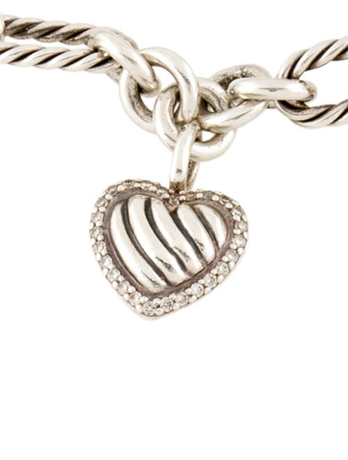 David Yurman Diamond Heart Charm Figaro Link Bracelet
