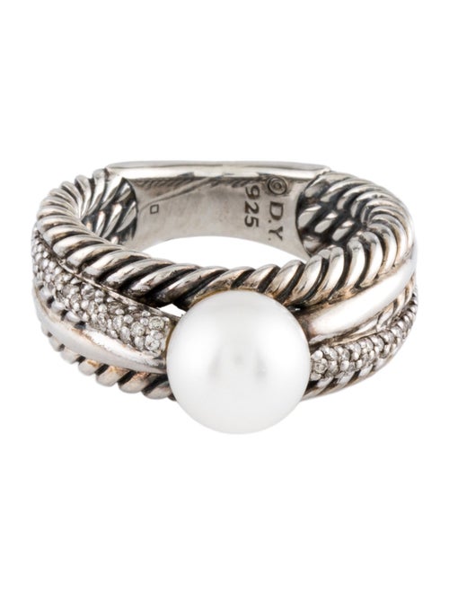 David Yurman Pearl & Diamond Crossover Ring