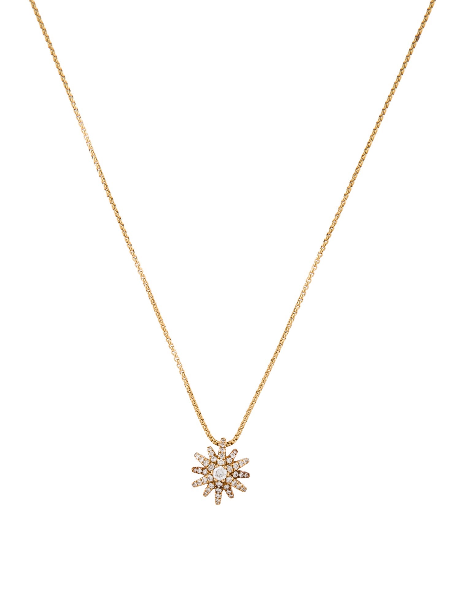 David Yurman 18K Diamond Starburst Pendant Necklace