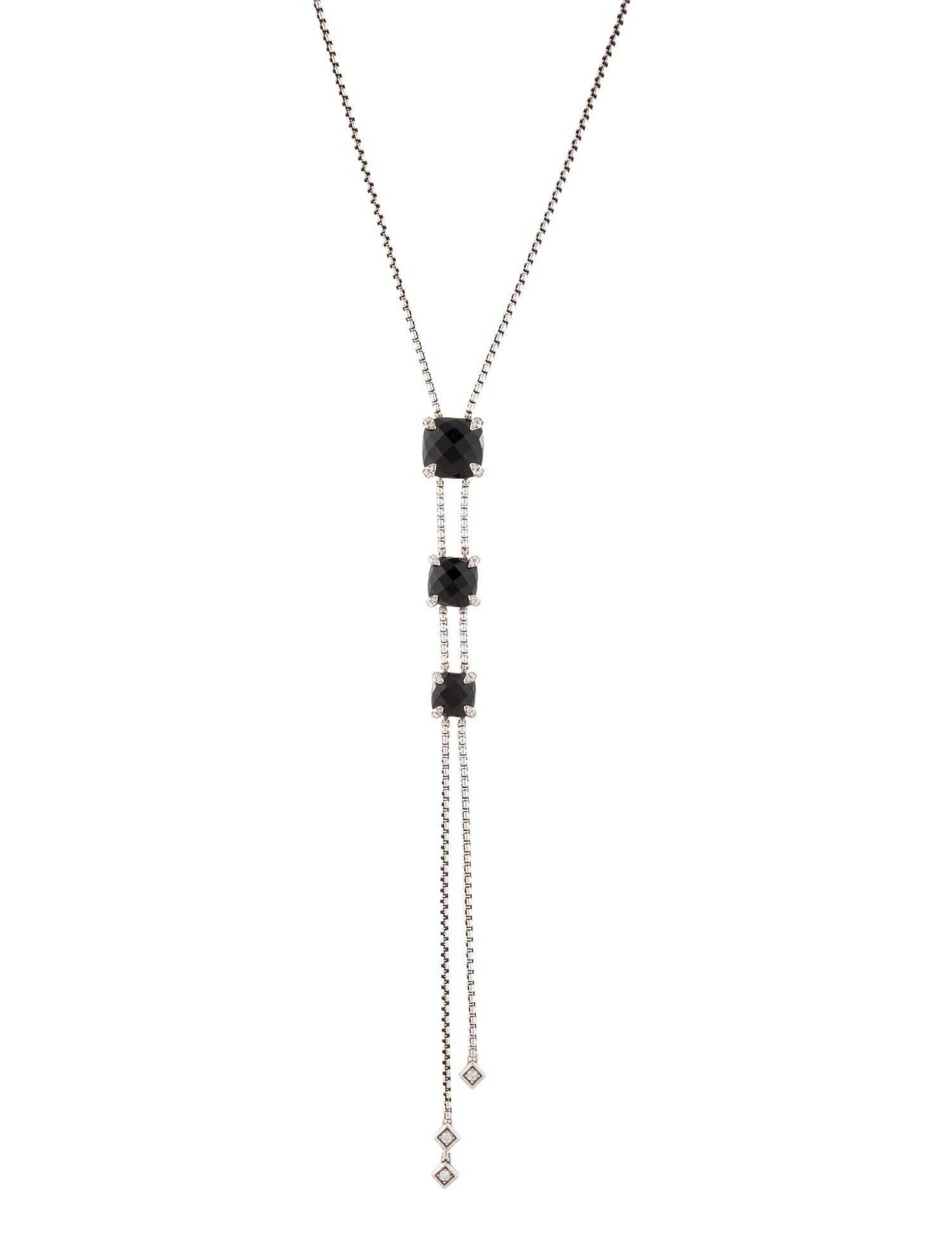 David Yurman Onyx & Diamond Chatelaine Lariat Necklace