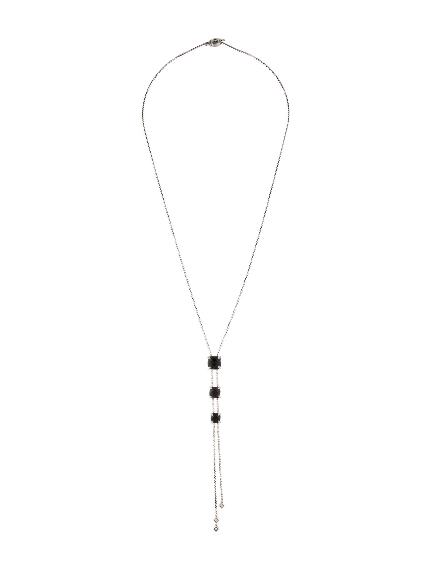 David Yurman Onyx & Diamond Chatelaine Lariat Necklace