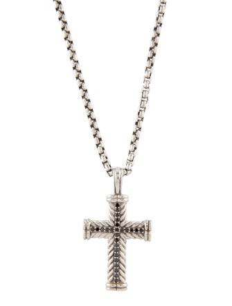 David Yurman Diamond Chevron Cross Pendant Necklace