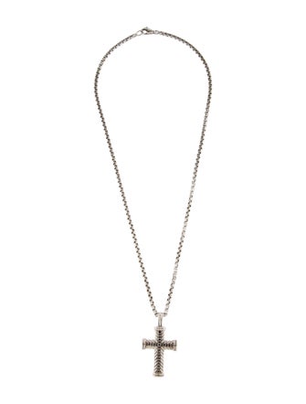 David Yurman Diamond Chevron Cross Pendant Necklace