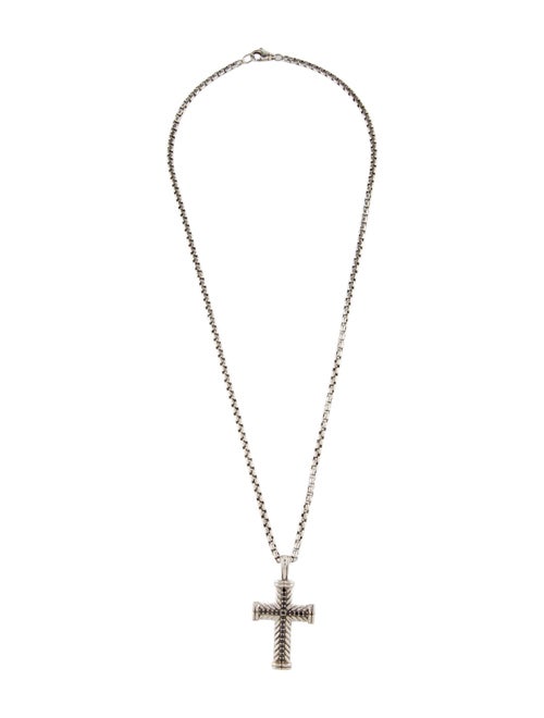 David Yurman Diamond Chevron Cross Pendant Necklace