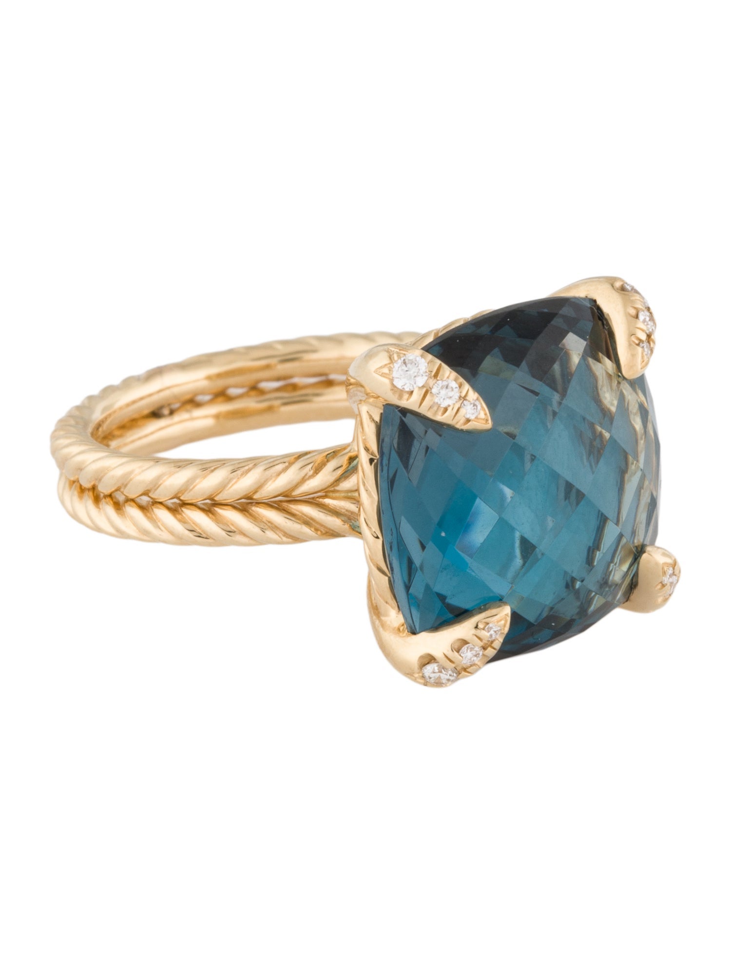 David Yurman 18K Topaz & Diamond Chatelaine Ring