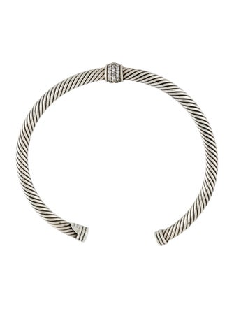 David Yurman Diamond Classic Cable Station Bracelet, 4mm
